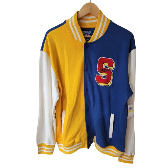 Peanuts Hybrid Apparel Snoopy Letterman Jacket M Cotton/Polyester Unisex Blue & - Picture 1 of 4